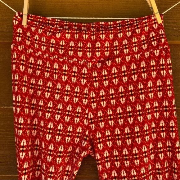 LulaRoe Leggings Red Geometric Patterned - Picture 13 of 13